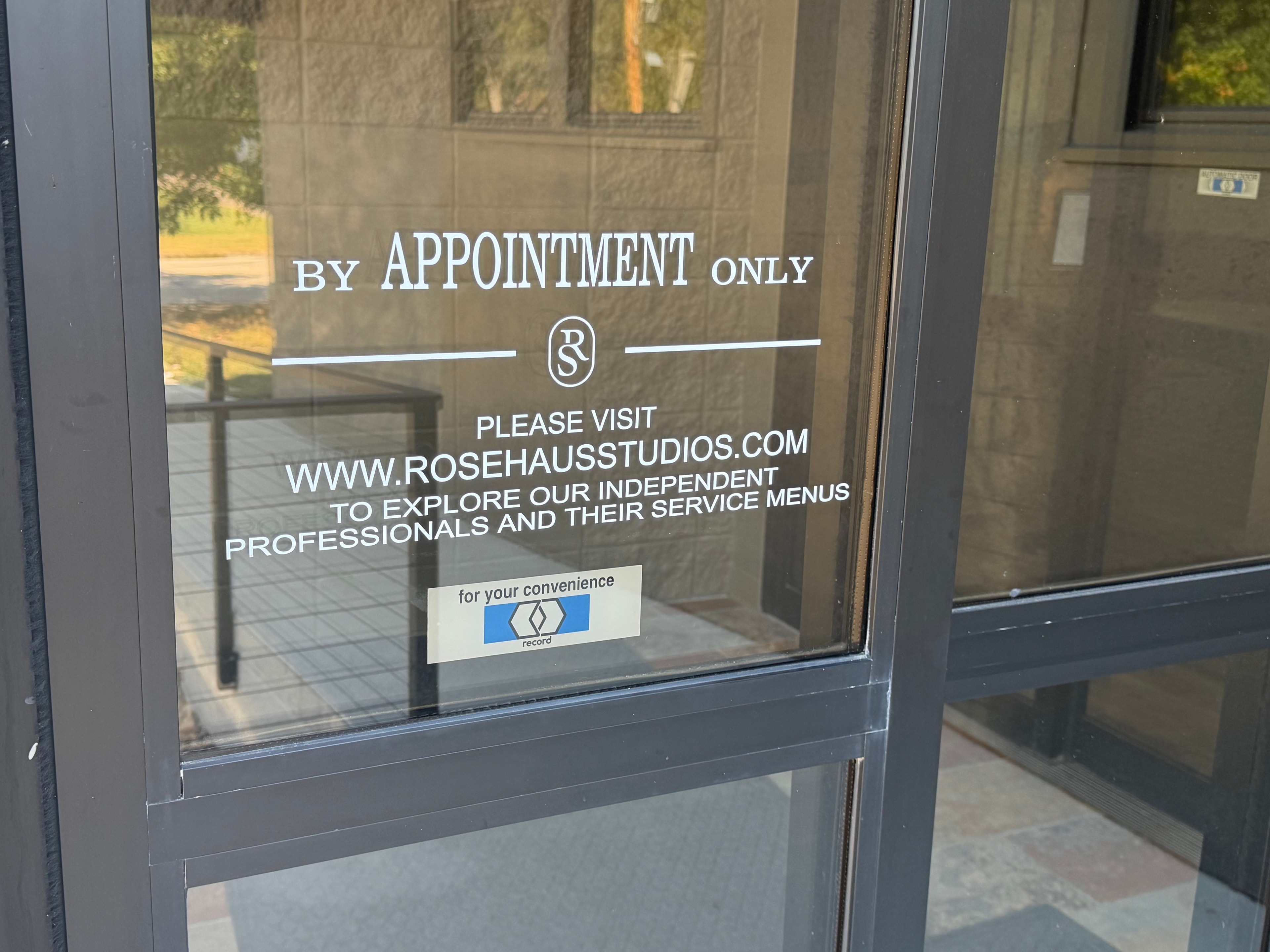 Rosehaus Studios — Appointment Door Lettering