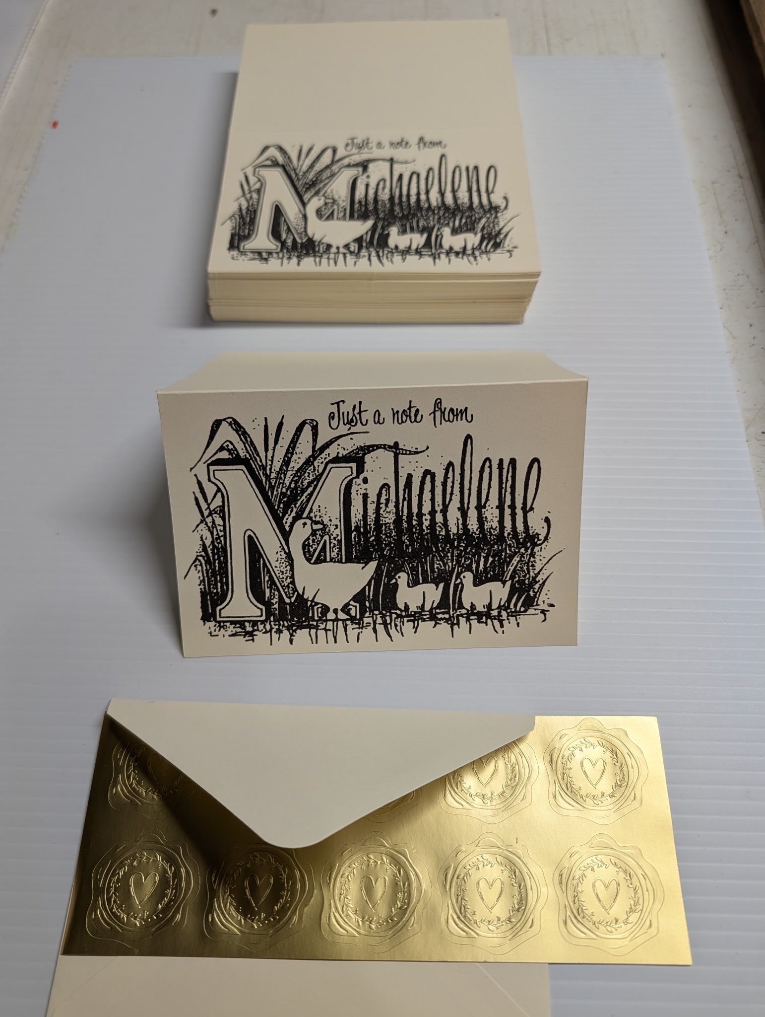 Custom Notecards & Gold Foil Seals